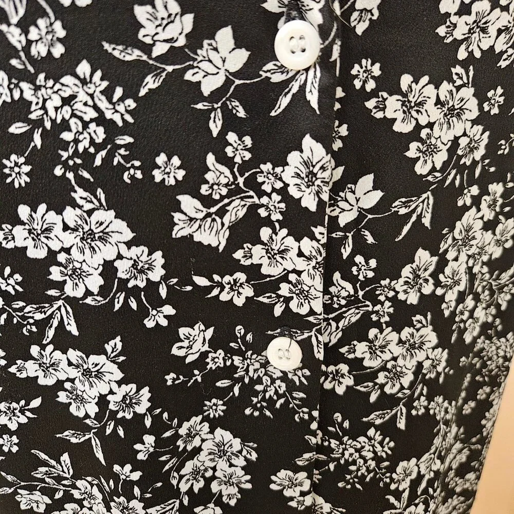 Nine Eight New York Tunic Womens Size XL Black White Floral Top Long Sleeve - Picture 5 of 9
